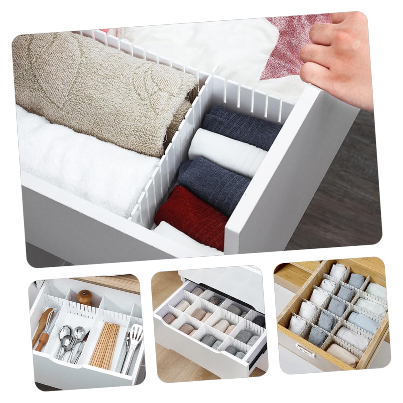 DOITOOL Divisori Cassetti Plastica Regolabili 12 Pezzi 45 cm
