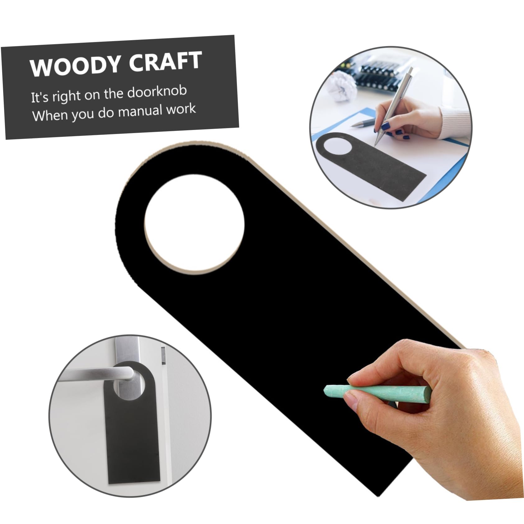 DOITOOL Cartello Porta in Legno Nero da Appendere 6 Pezzi