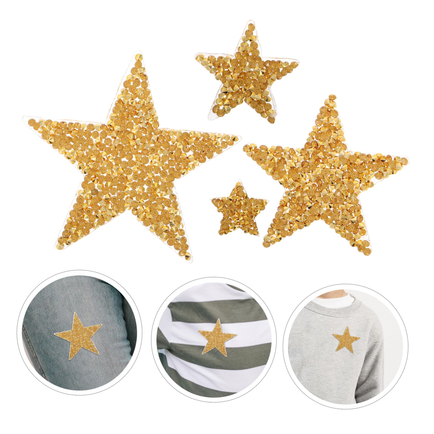 DOITOOL Toppe Stella Strass Oro Termoadesive 60 Pezzi