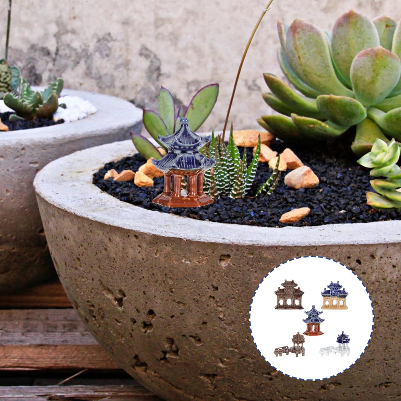 DOITOOL mini pagode giardino zen 5 pezzi colorate 6,5 cm