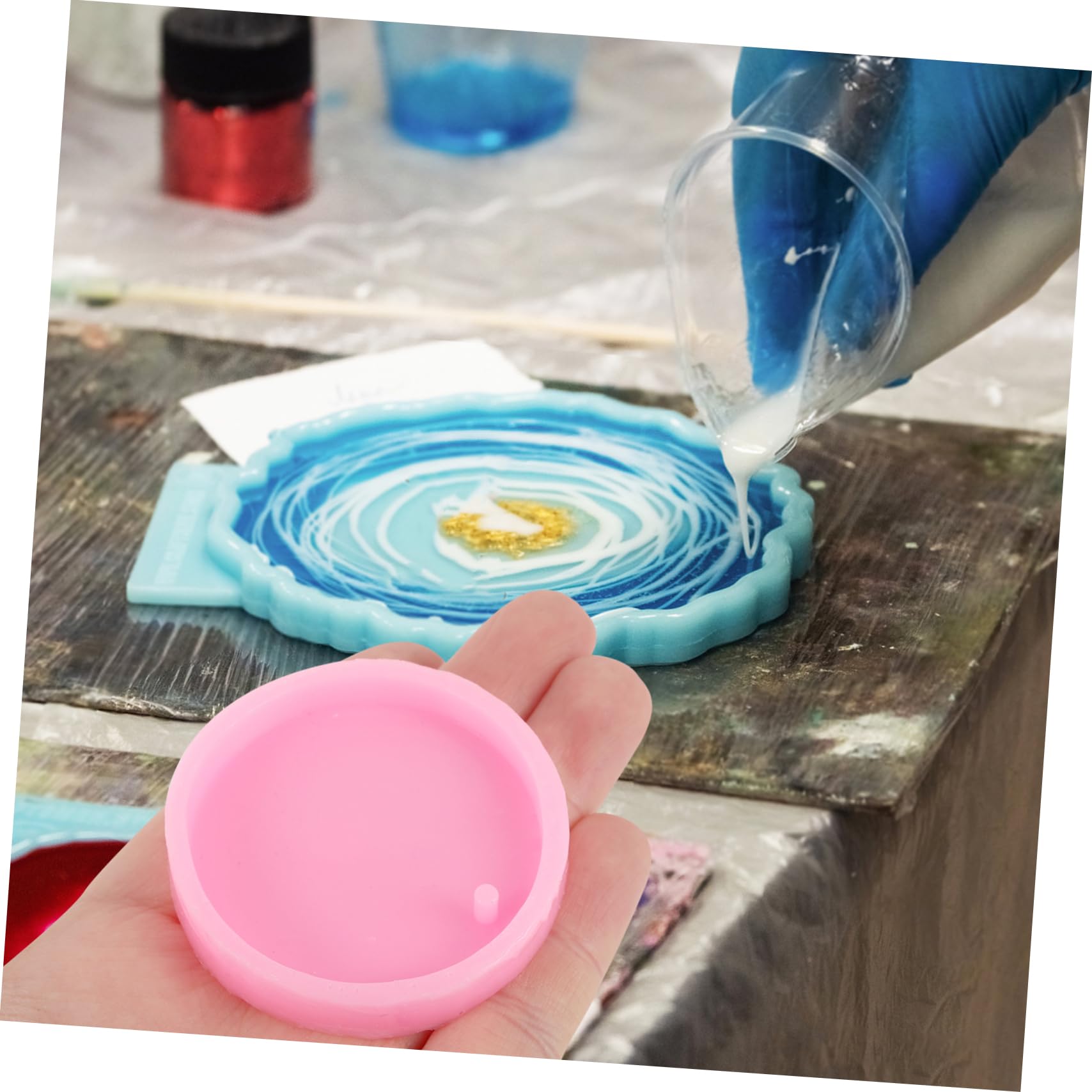 DOITOOL Stampi Silicone Portachiavi Resina 10 Pezzi Rosa Flessibili