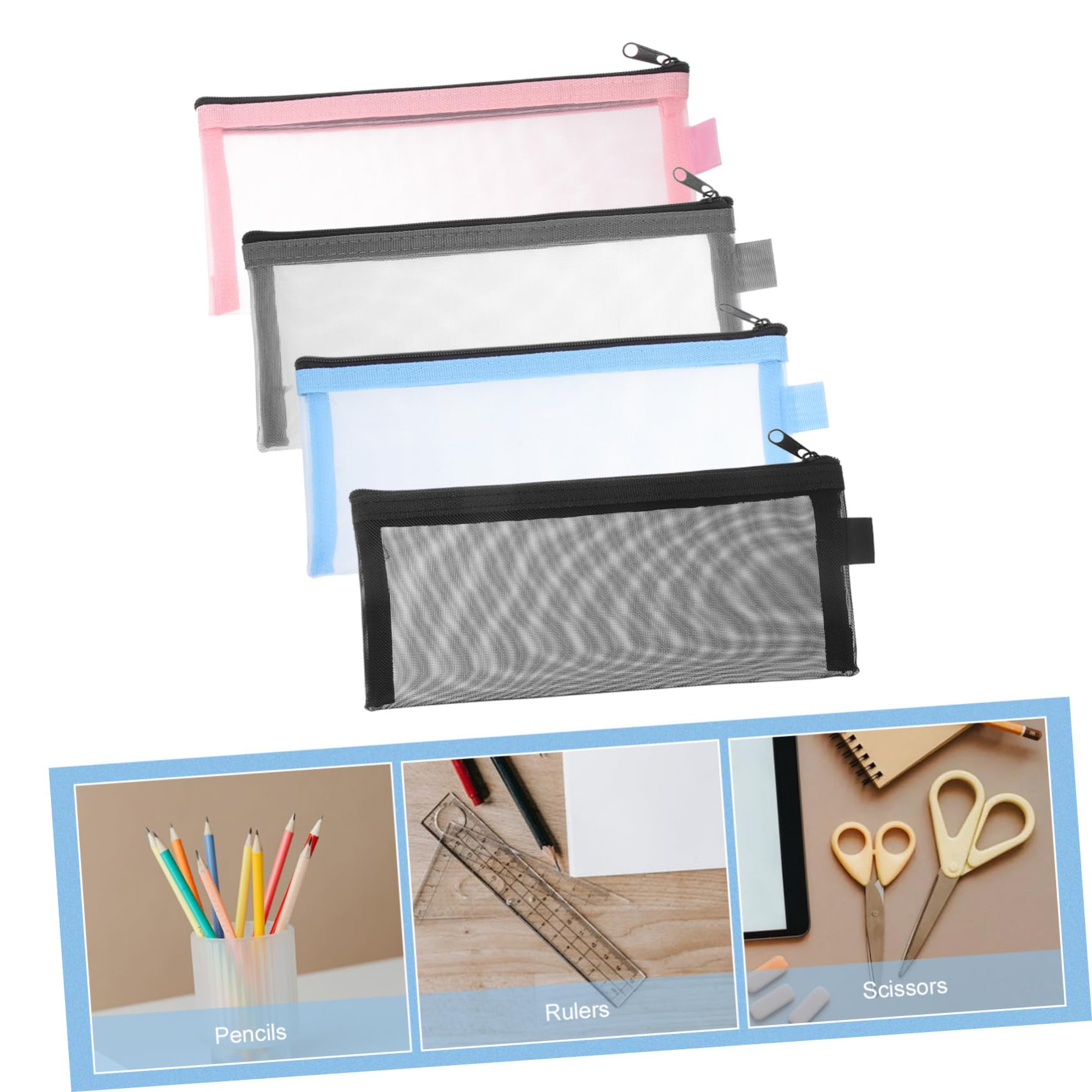 DOITOOL Astucci Trasparenti Nylon 4 Pezzi con Zip