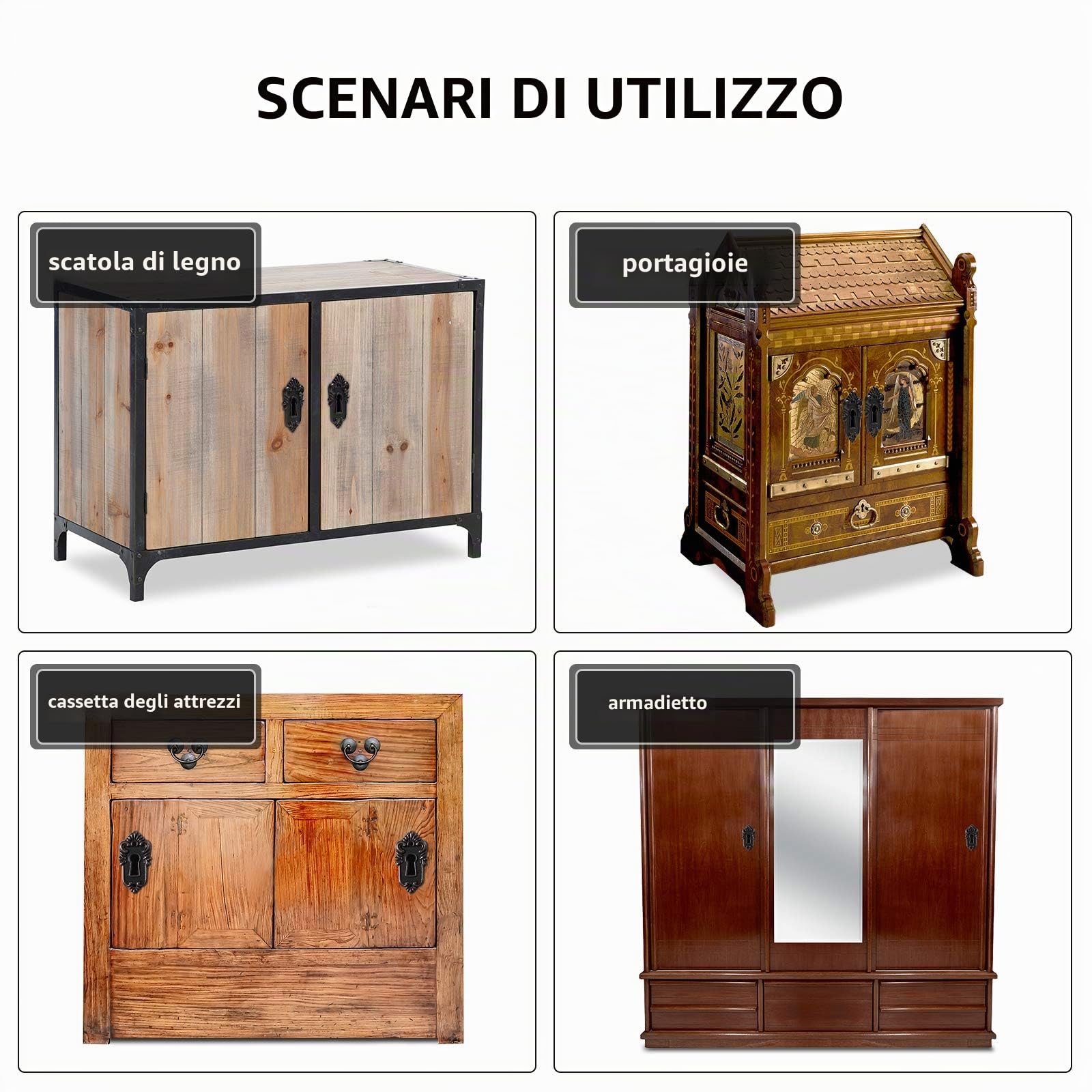 DOITOOL Serratura Armadio Antico Bronzo 2 Pezzi Vintage