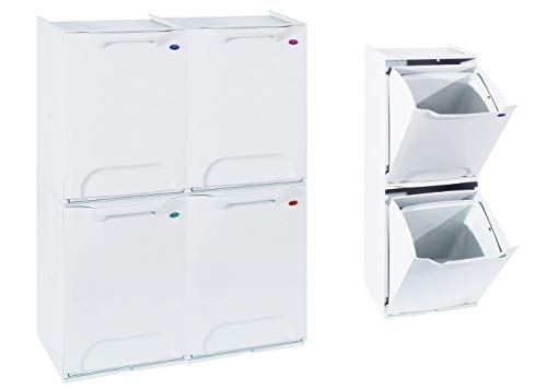 GrecoShop Binster pattumiera differenziata 4 moduli bianca