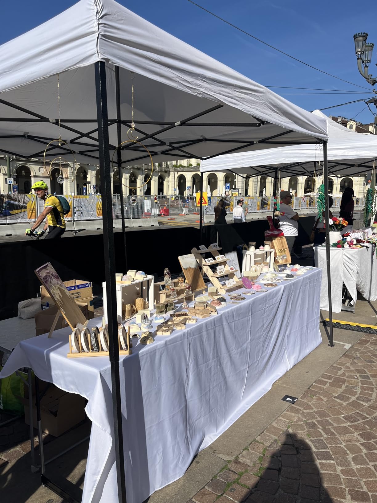 GrecoShop gazebo pieghevole 3x3 m bianco impermeabile fisarmonica