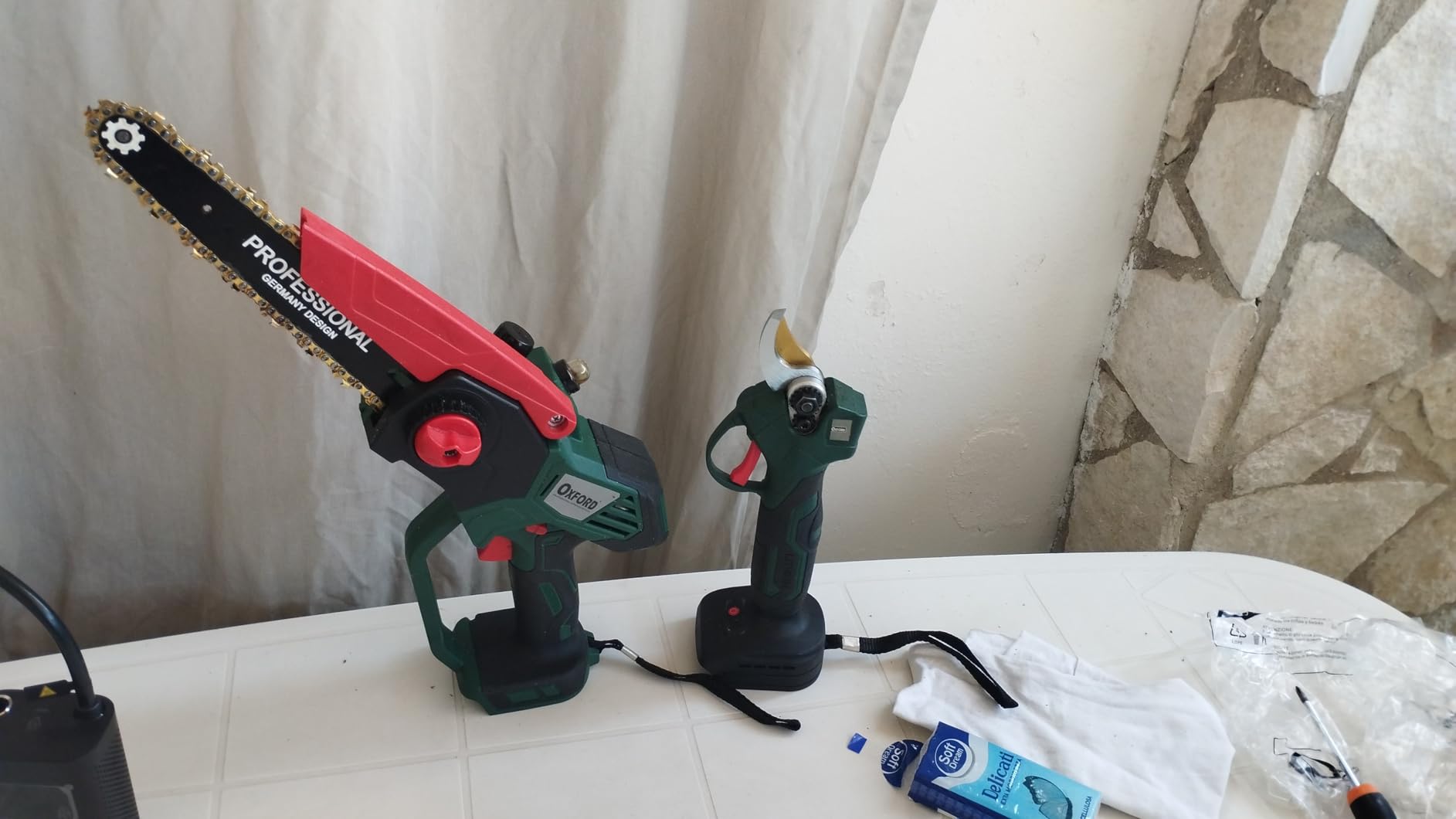 GrecoShop Kit Potatura 3 in 1 motosega forbice asta 48V 248cm