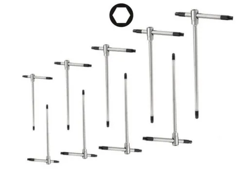 GrecoShop chiavi esagonali a T 9 pezzi 2,5-10 mm cromo vanadio