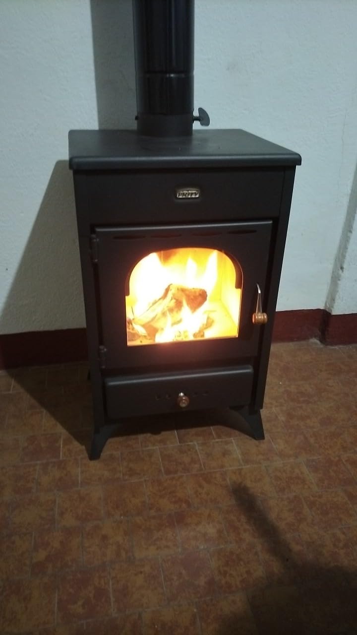 GrecoShop Kir 9/12 kW stufa a legna acciaio con piastra