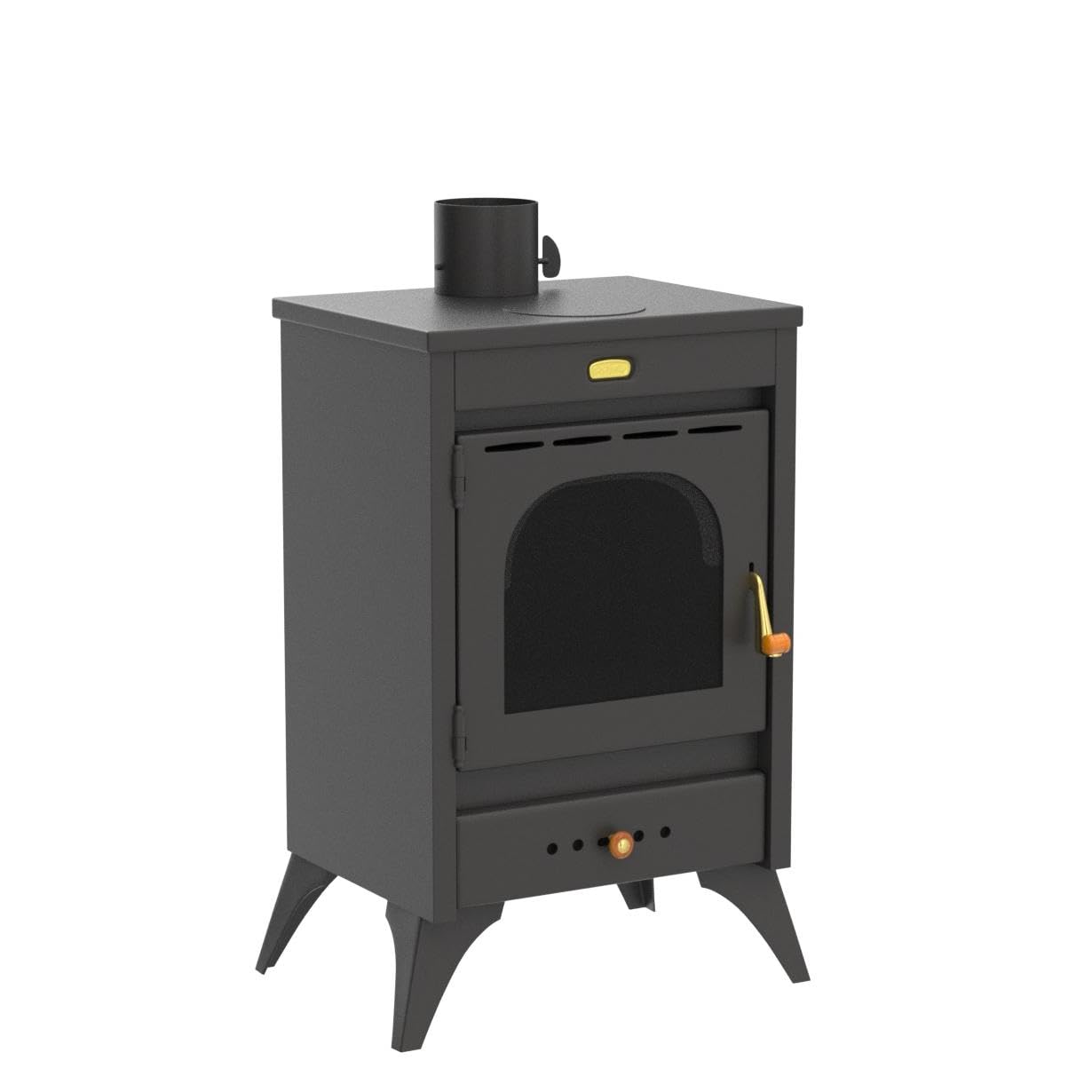 GrecoShop Kir 9/12 kW stufa a legna acciaio con piastra