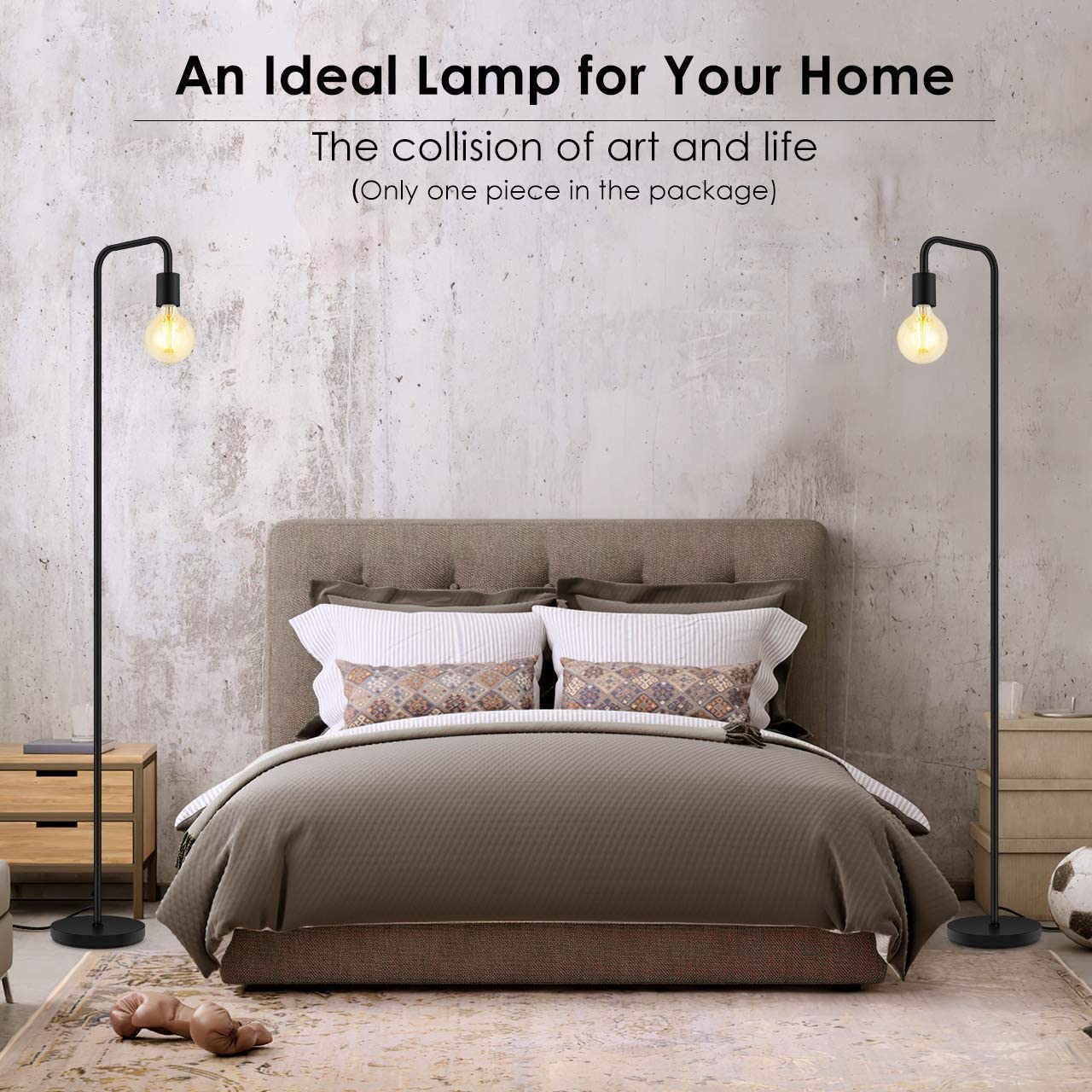 Yexati BoostArea lampada da terra industriale nera E26 160 cm