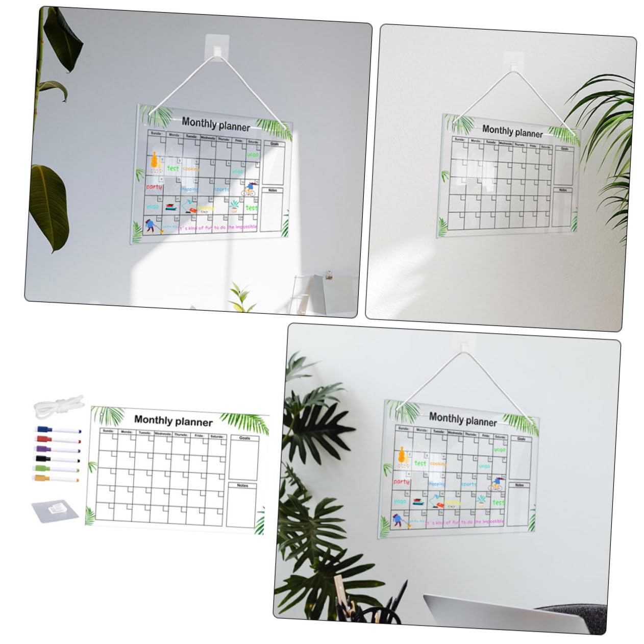 DOITOOL Calendario Mensile Frigo Acrilico 30x20 con 6 Pennarelli