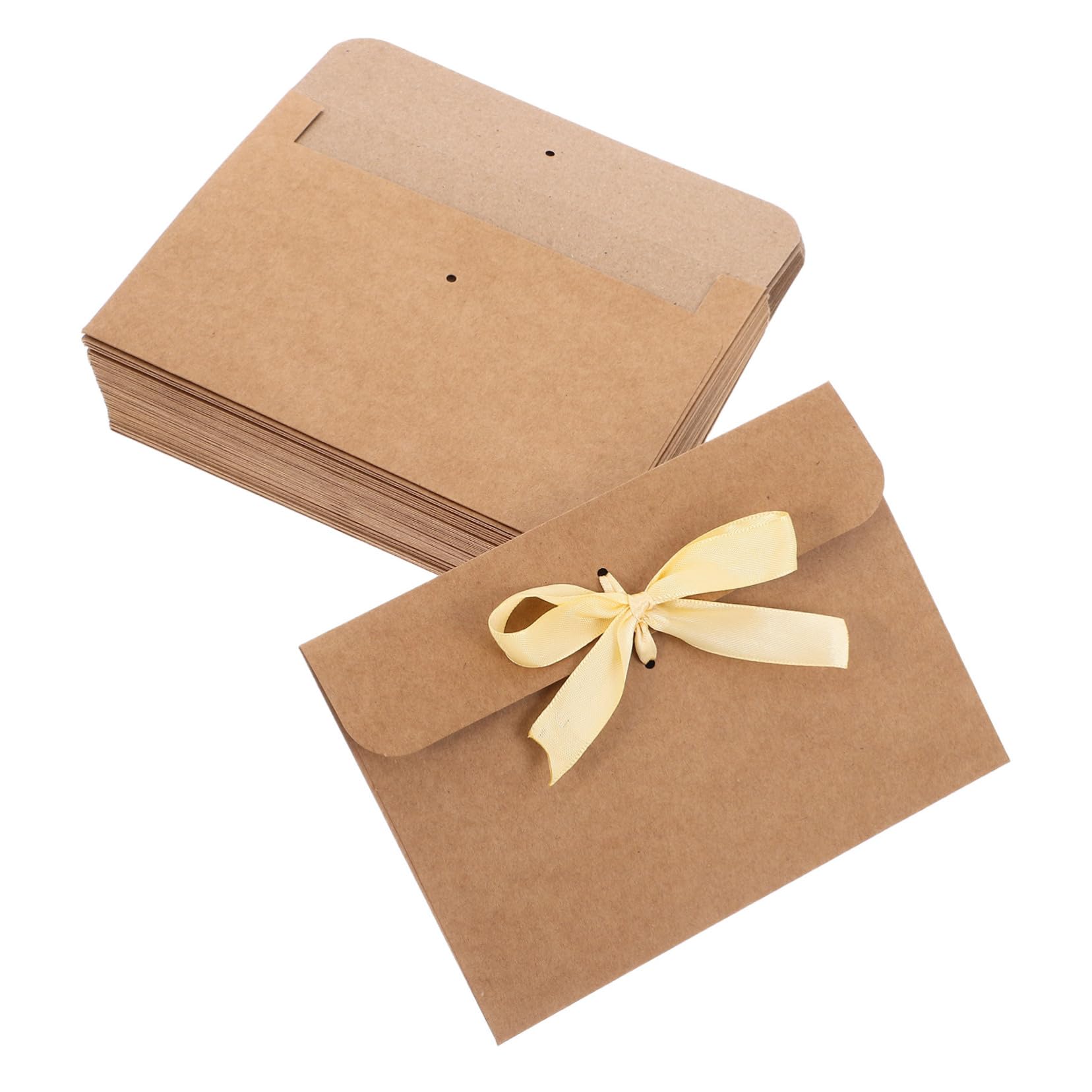 Doitool buste kraft con fiocco beige 50 pezzi 17x16,5 cm