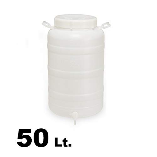 GrecoShop Tanica bocca larga 50 litri con rubinetto alimentare
