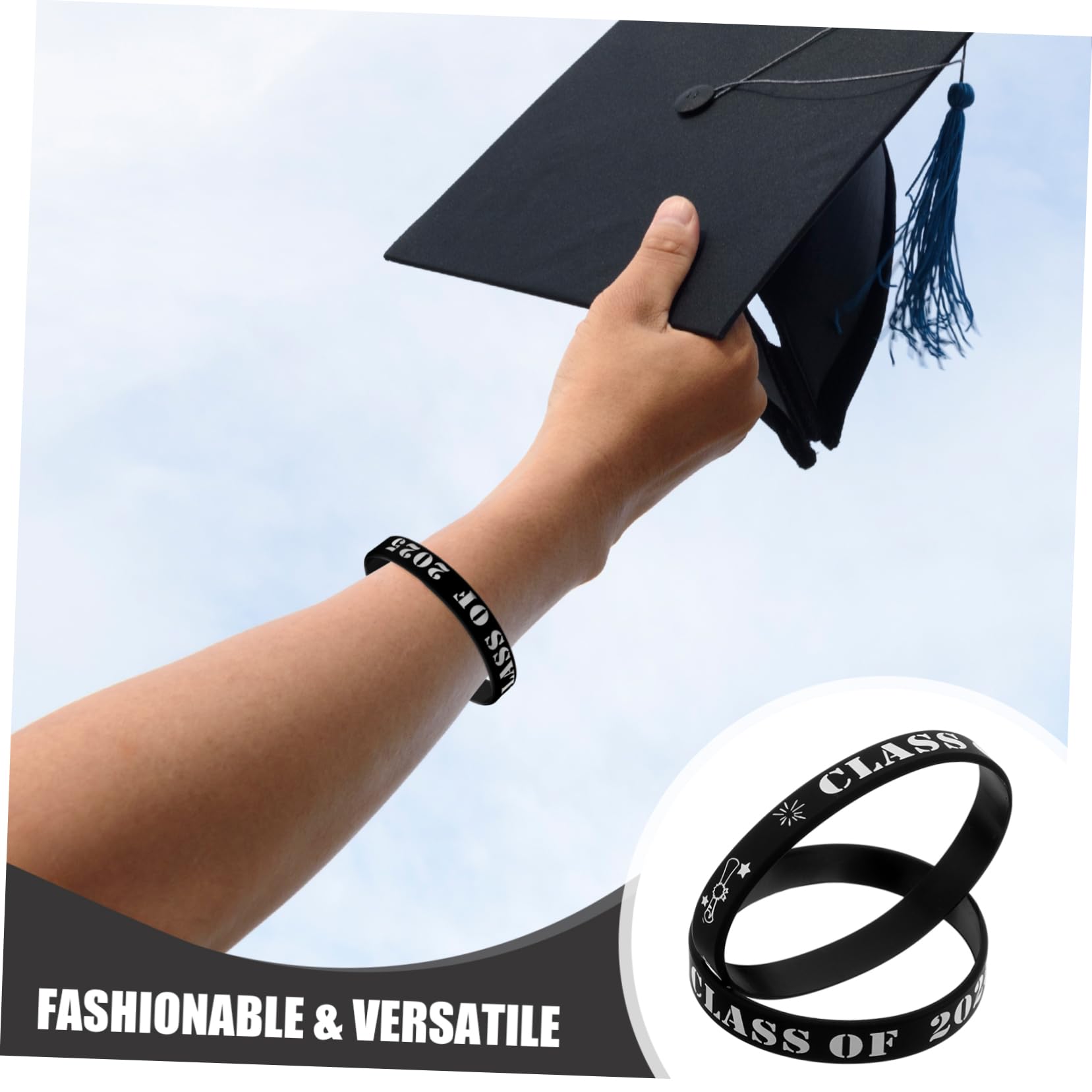 DOITOOL Braccialetti Laurea Silicone Neri 20 Pezzi Classe 2025