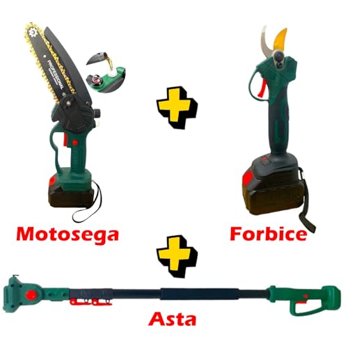 GrecoShop Kit Potatura 3 in 1 motosega forbice asta 48V 248cm