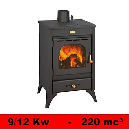 GrecoShop Kir 9/12 kW stufa a legna acciaio con piastra