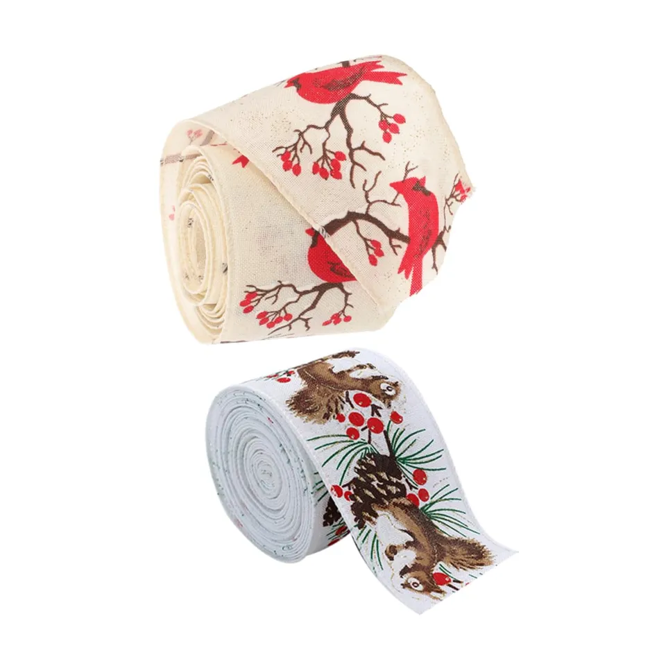DOITOOL Nastro Natalizio Tessuto 2 Pezzi 200 cm Assortiti
