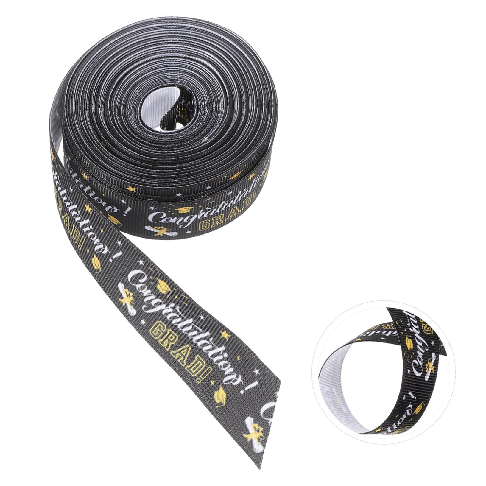 DOITOOL nastro regalo laurea tessuto nero 1 rotolo 10 m