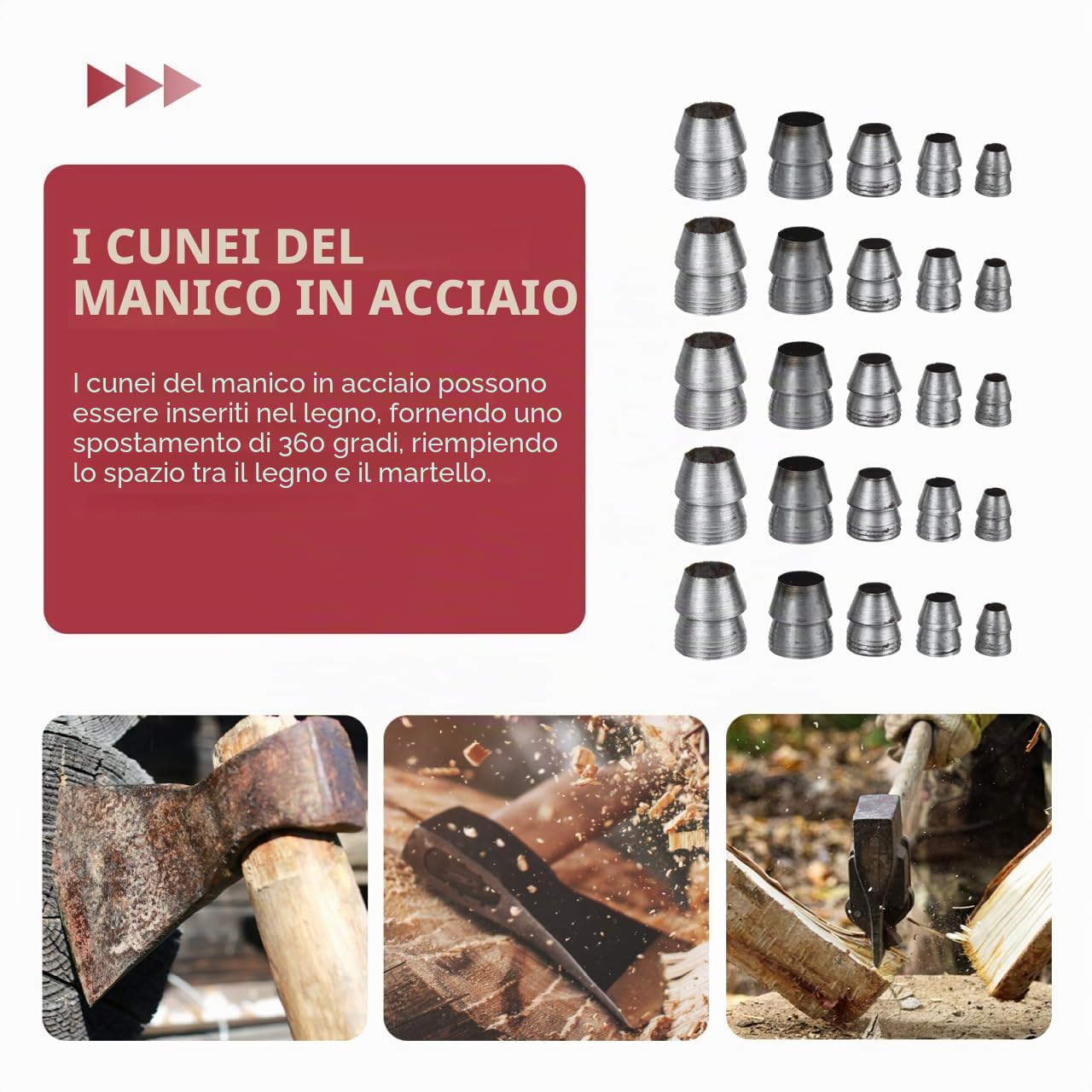DOITOOL Cunei Sicurezza Rotondi Ferro 25 Pezzi 8-16 mm