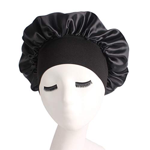Saluaqui cuffia notte satin capelli ricci nera fascia larga