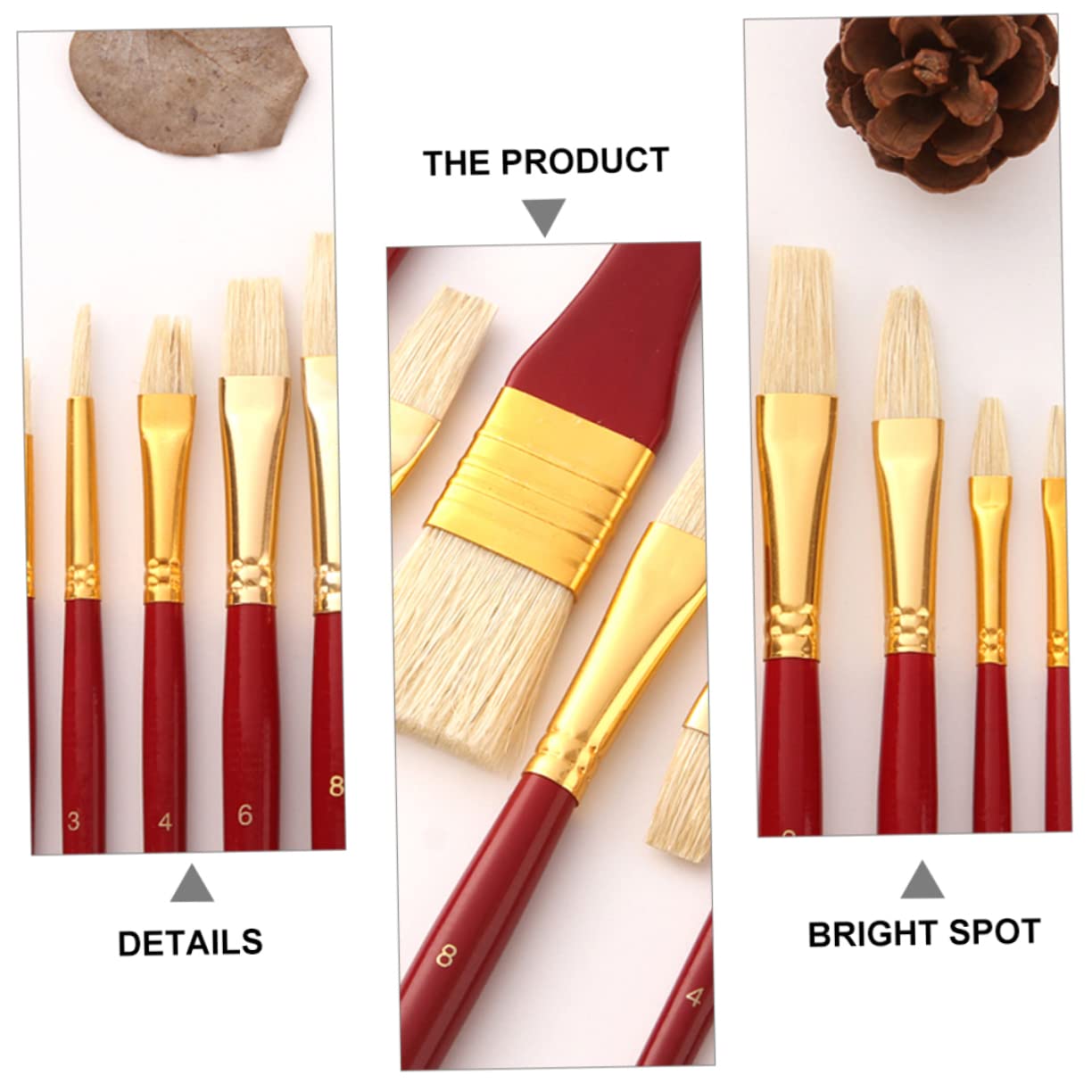 DOITOOL Set Pennelli Pittura Rossi 10 Pezzi Setola