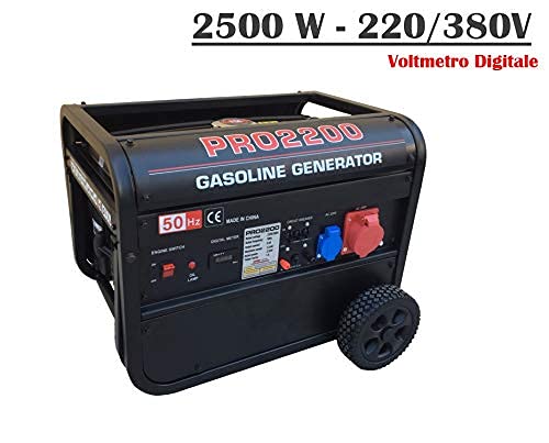 GrecoShop 3417 Gruppo Elettrogeno 2800W con Ruote Trifase