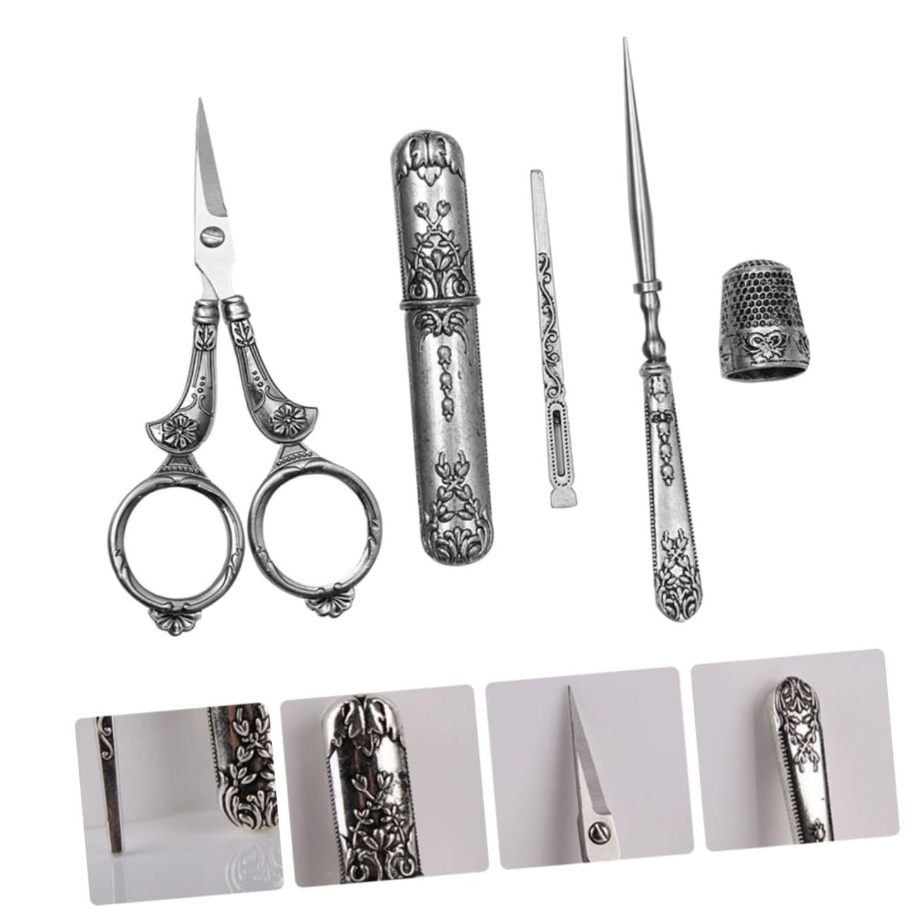 DOITOOL forbici da ricamo acciaio inox 5 pezzi argento