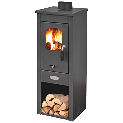 GrecoShop Long Hold Fire Black Lux stufa a legna 7 kW antracite