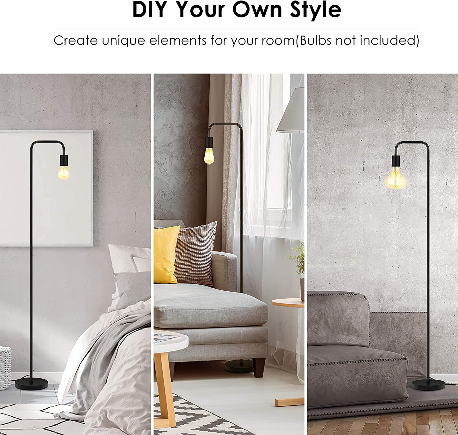 Yexati BoostArea lampada da terra industriale nera E26 160 cm