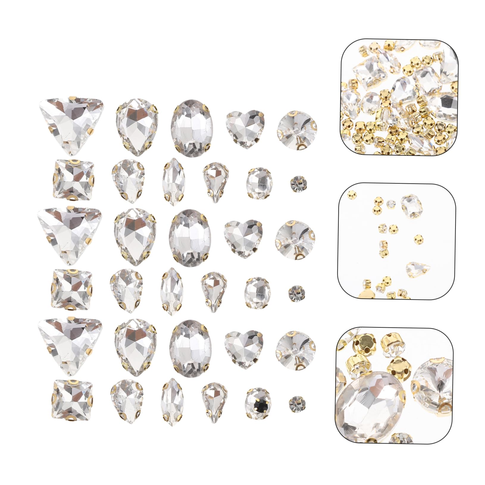 DOITOOL Strass da Cucire Vetro Bianchi Artiglio 130 Pezzi