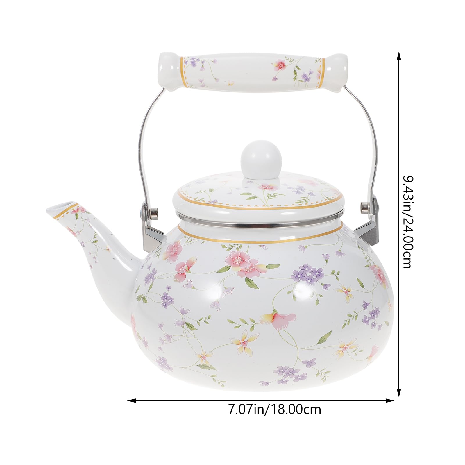 DOITOOL Bollitore Smaltato Vintage Floreale 2,5 L Induzione