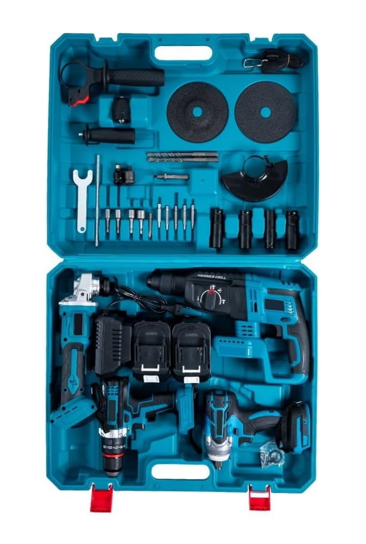 GrecoShop 4 in 1 kit utensili a batteria 36V 2 batterie