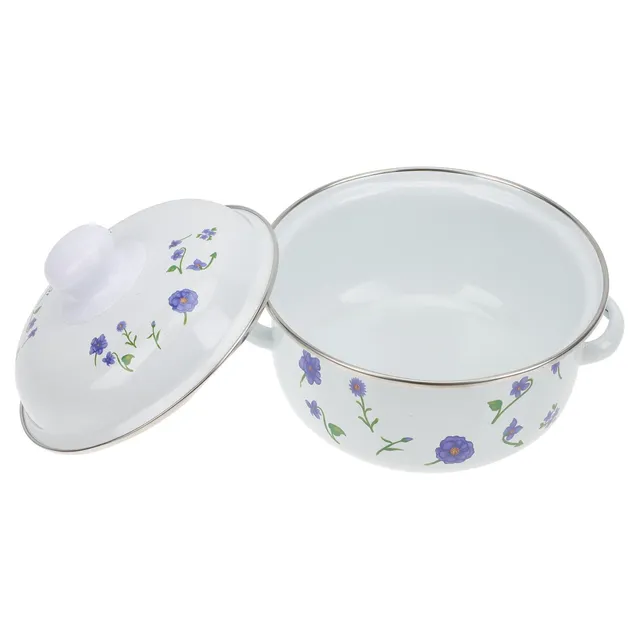 DOITOOL pentola smaltata con coperchio orchidea piccola