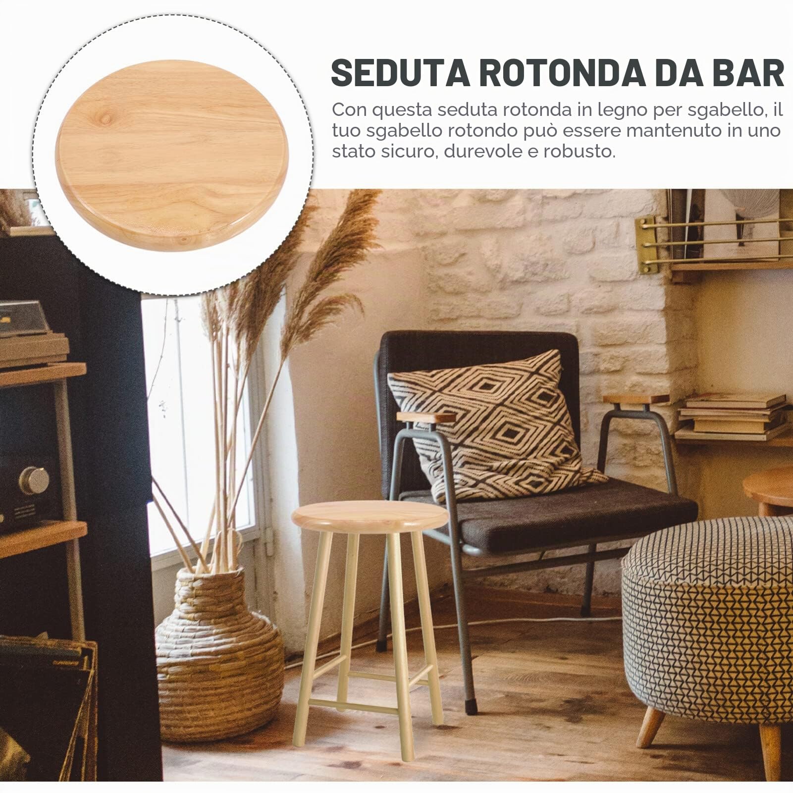 DOITOOL Seduta Legno Rotonda Ricambio Sgabello 29,5cm