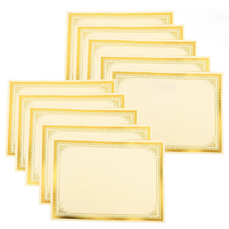 DOITOOL carta certificati bianca bordo oro 10 pz