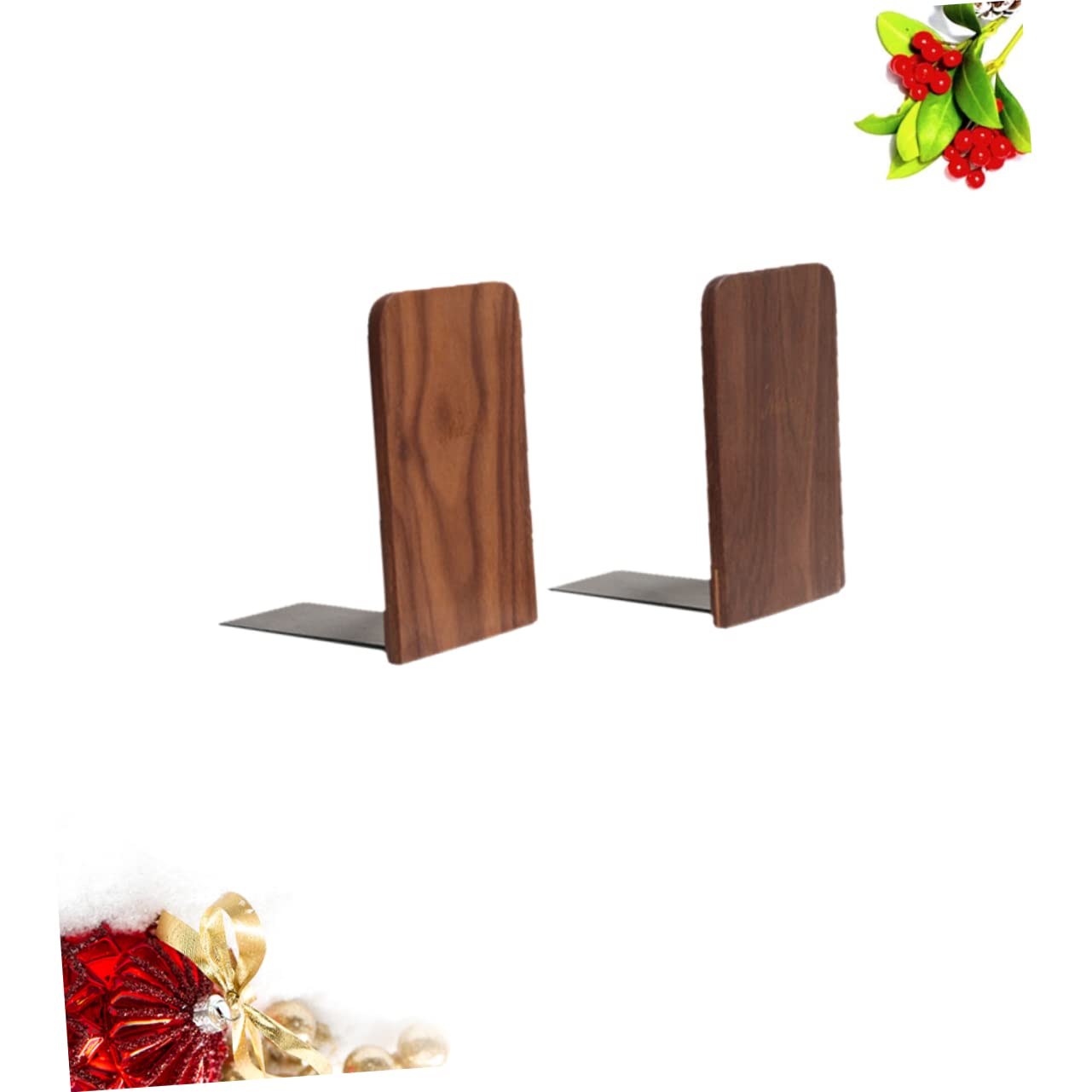 DOITOOL Fermalibri Legno Noce Nero Set 2 Pezzi 13x8 cm