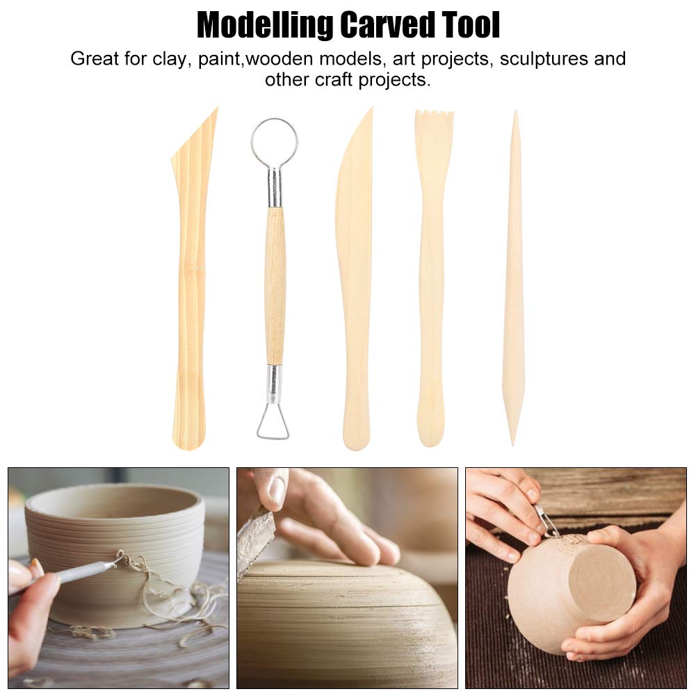 Saluaqui set scultura argilla e legno 5 pezzi 2 set