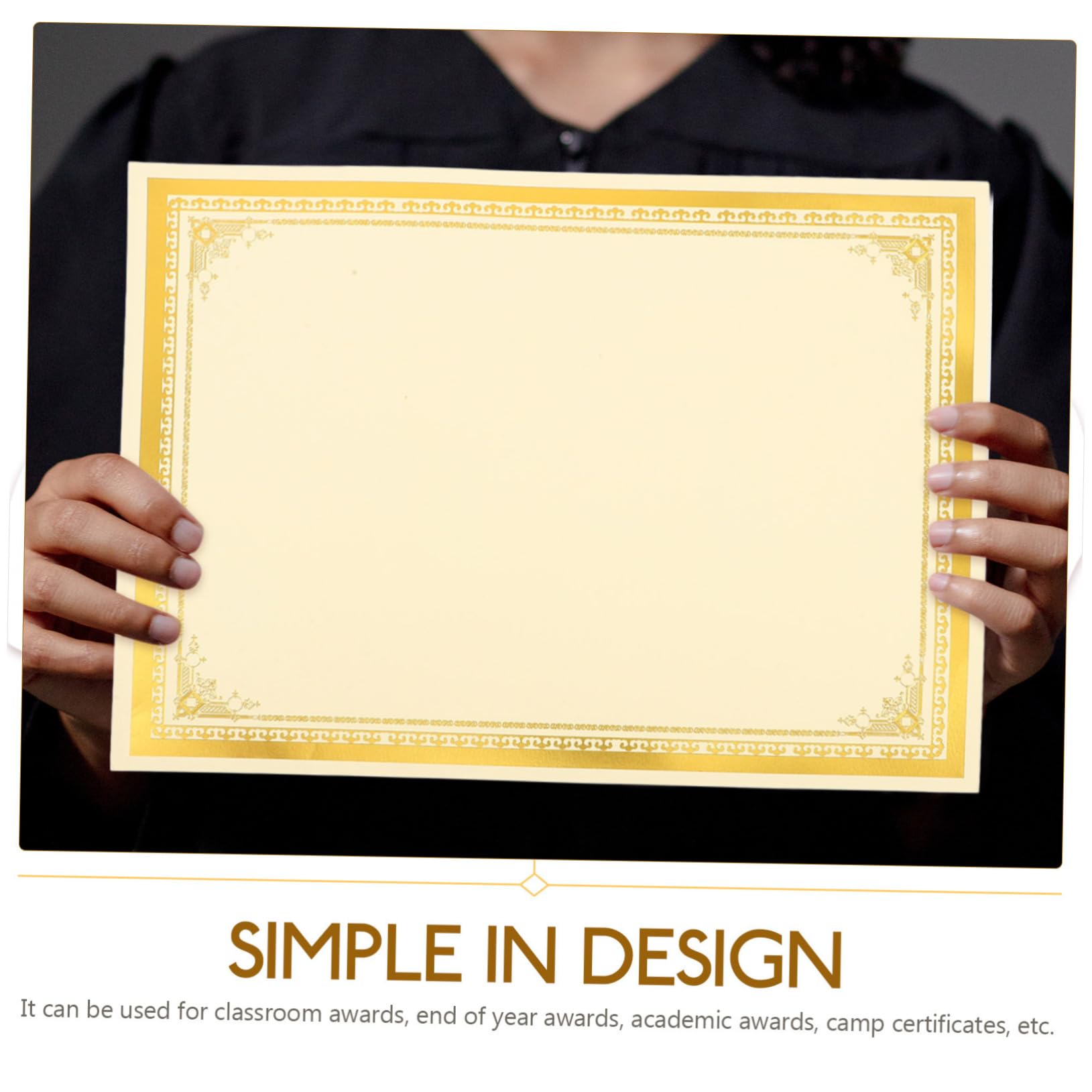 DOITOOL carta certificati bianca bordo oro 10 pz