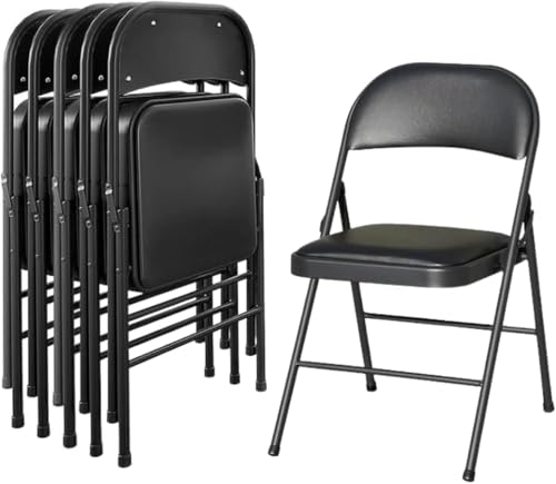 GrecoShop Set 6 Sedie Pieghevoli Imbottite Nere 140 kg