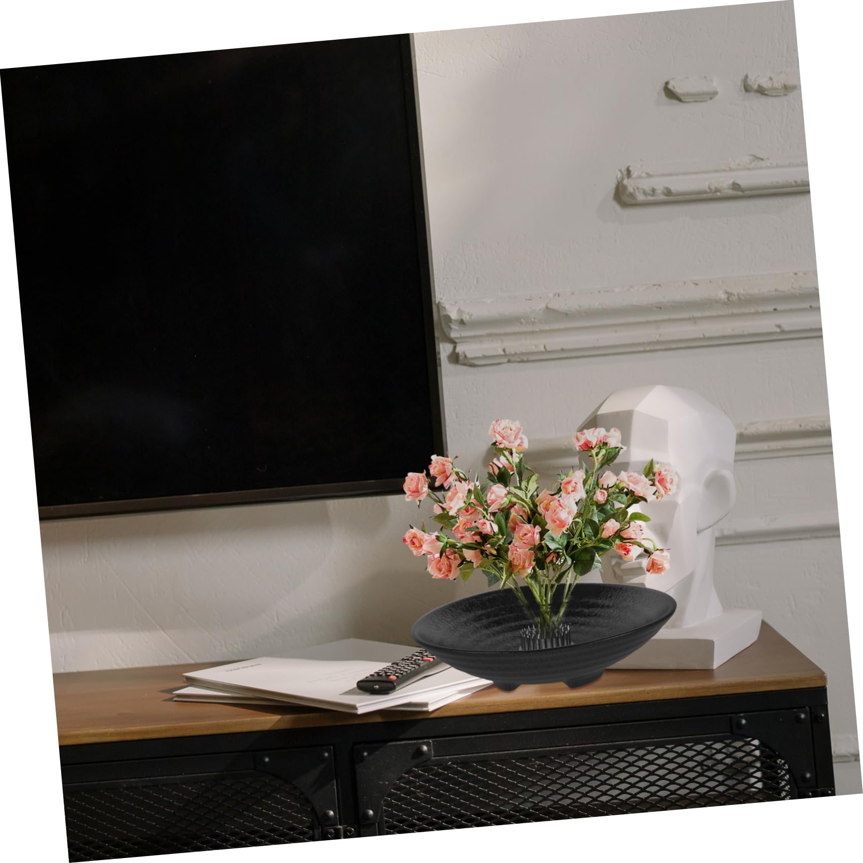 DOITOOL Ciotola Ikebana Ceramica Nera 17 cm con Kenzan
