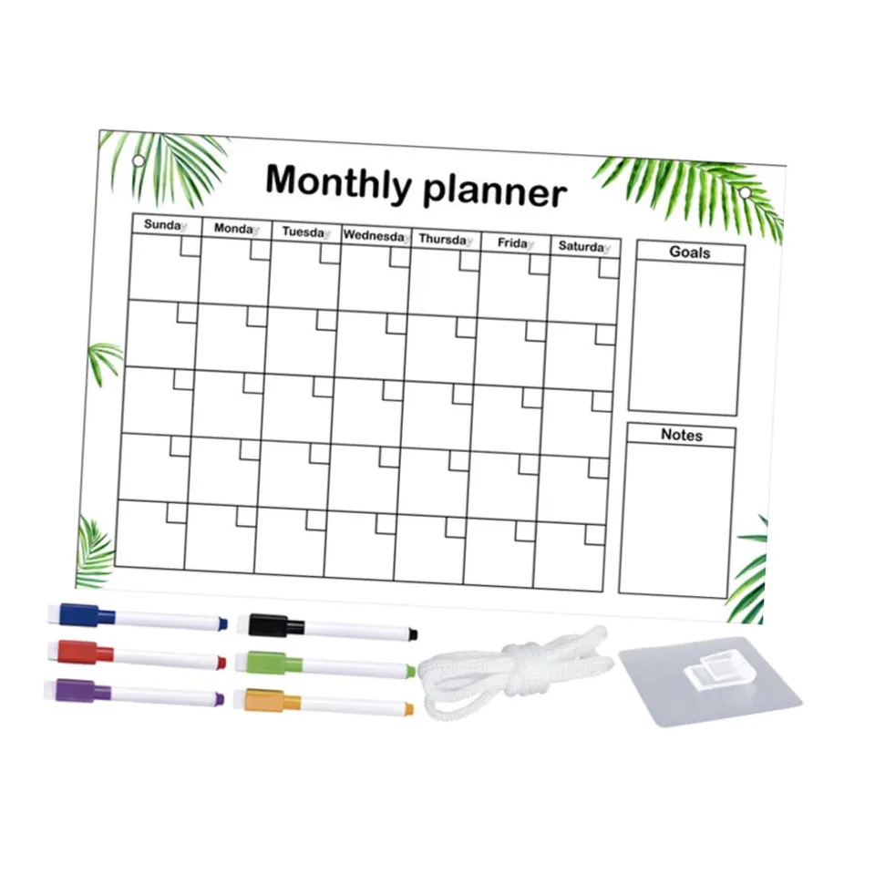 DOITOOL Calendario Mensile Frigo Acrilico 30x20 con 6 Pennarelli