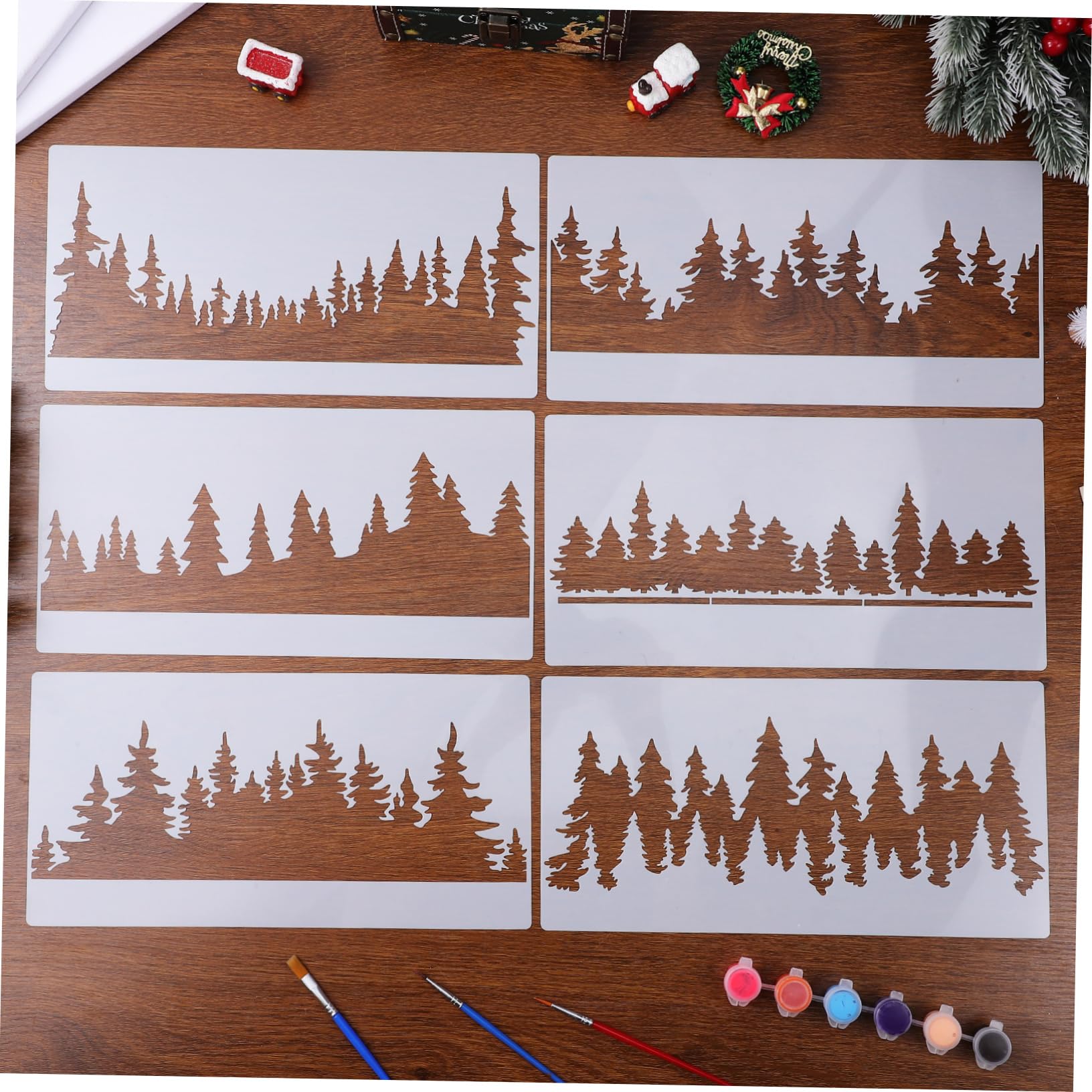 DOITOOL Stencil Alberi Natale Riutilizzabili Pittura 10 Pezzi