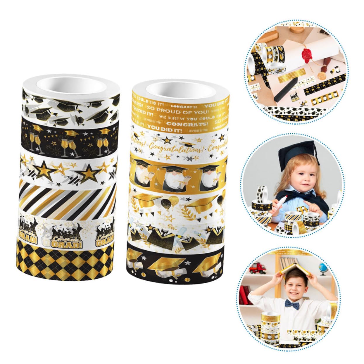 DOITOOL 12 rotoli nastro washi decorativo laurea scrapbooking
