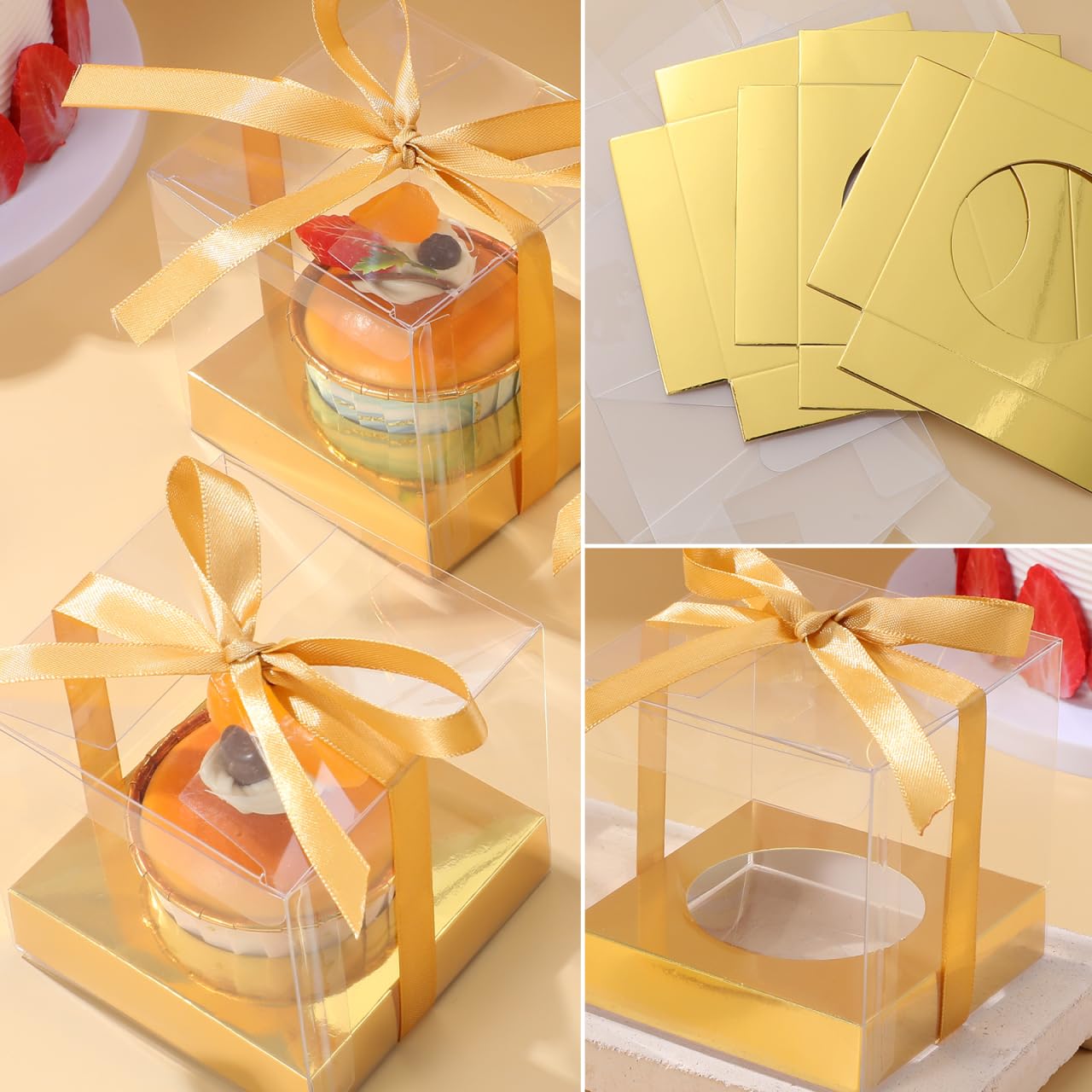 DOITOOL scatole cupcake singole trasparenti 12 pezzi oro