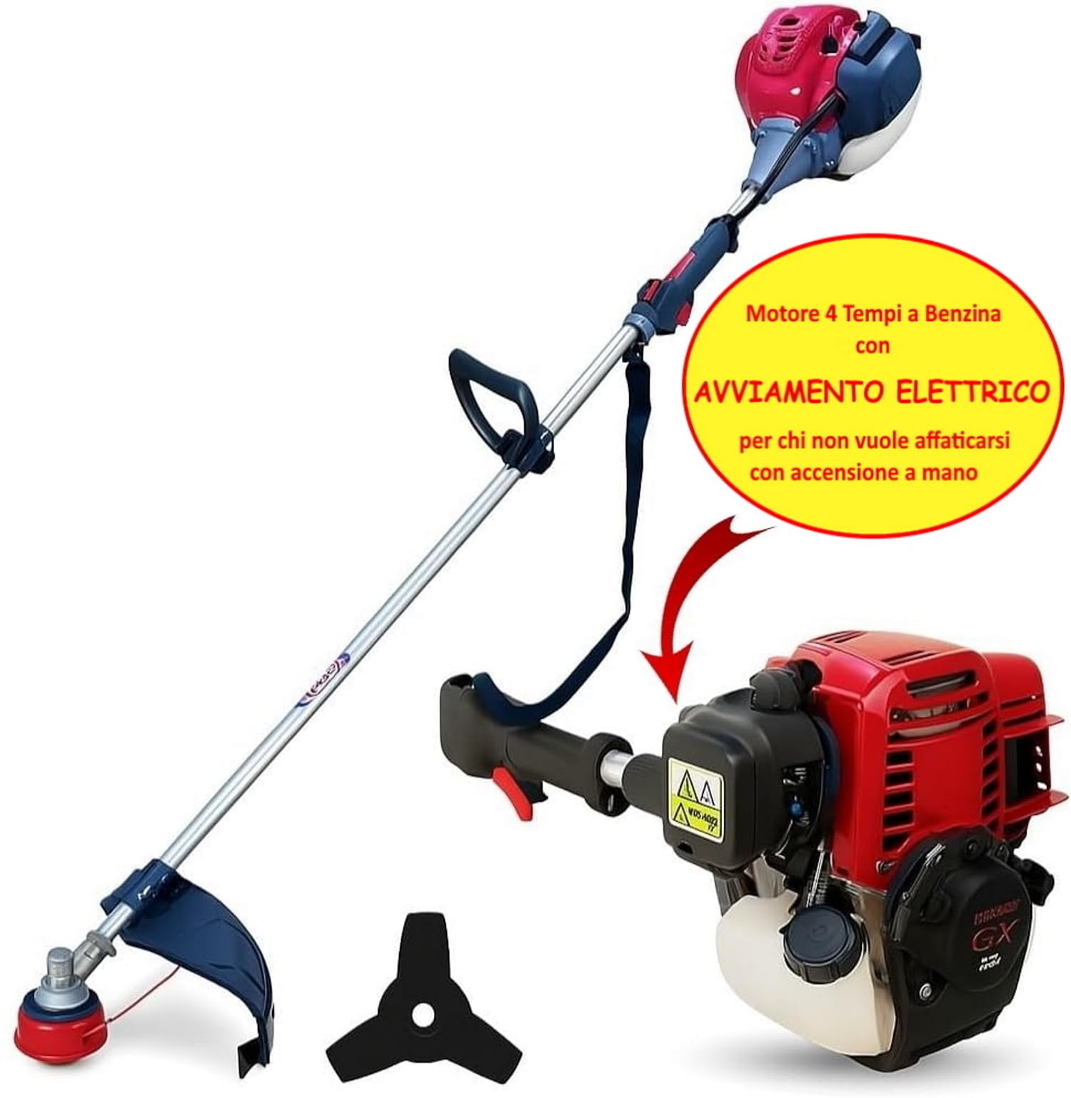 GrecoShop Decespugliatore Benzina 35,8cc 4T Avviamento Elettrico