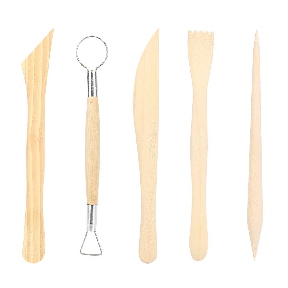 Saluaqui set scultura argilla e legno 5 pezzi 2 set