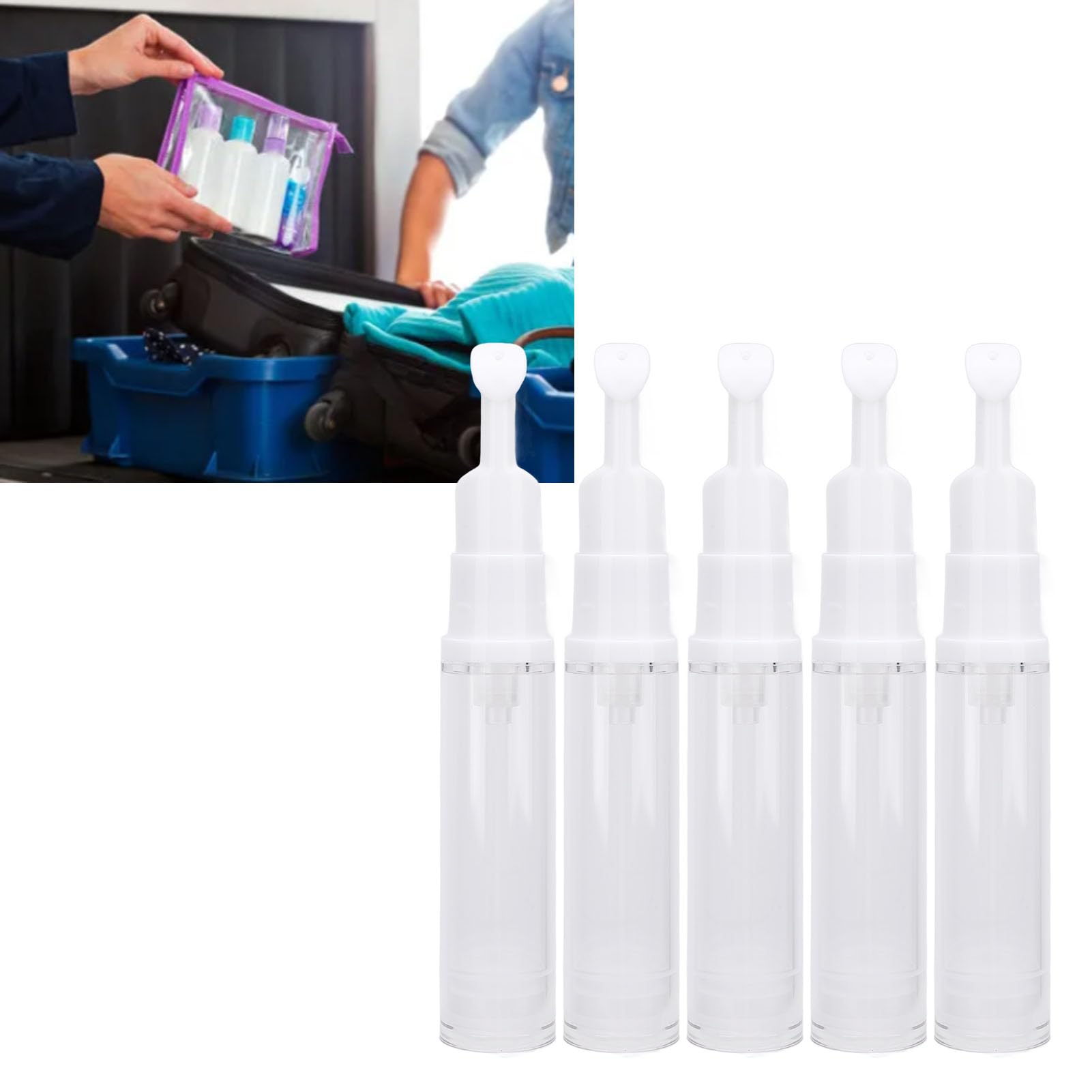 Saluaqui Barattoli Sottovuoto Creme Viaggio 5 Pezzi con Etichette