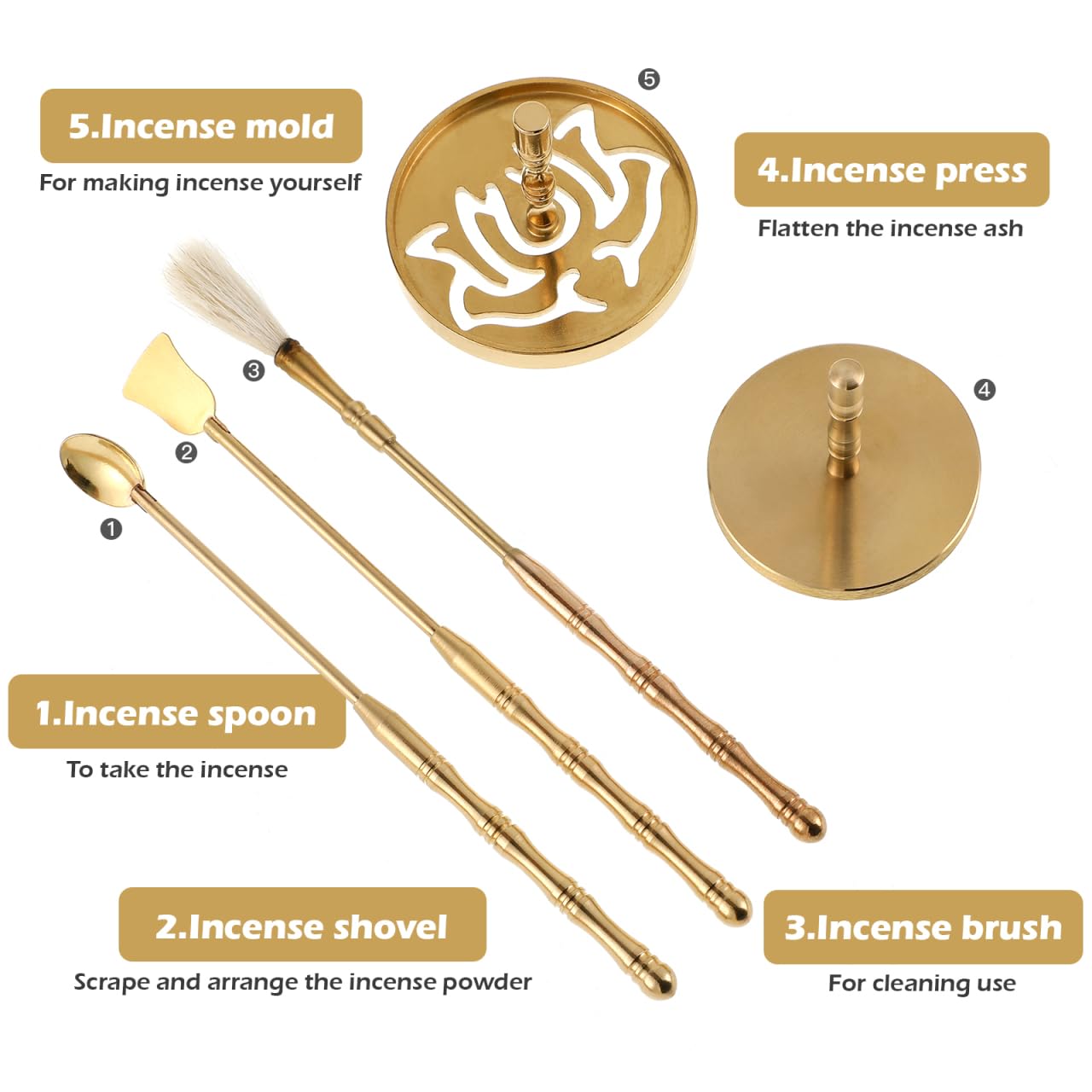Doitool portaincenso ottone loto 5 pezzi kit