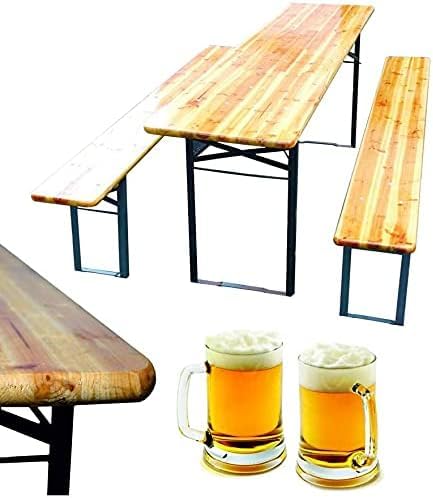 GrecoShop set birreria tavolo con panche legno 220 cm 10 posti