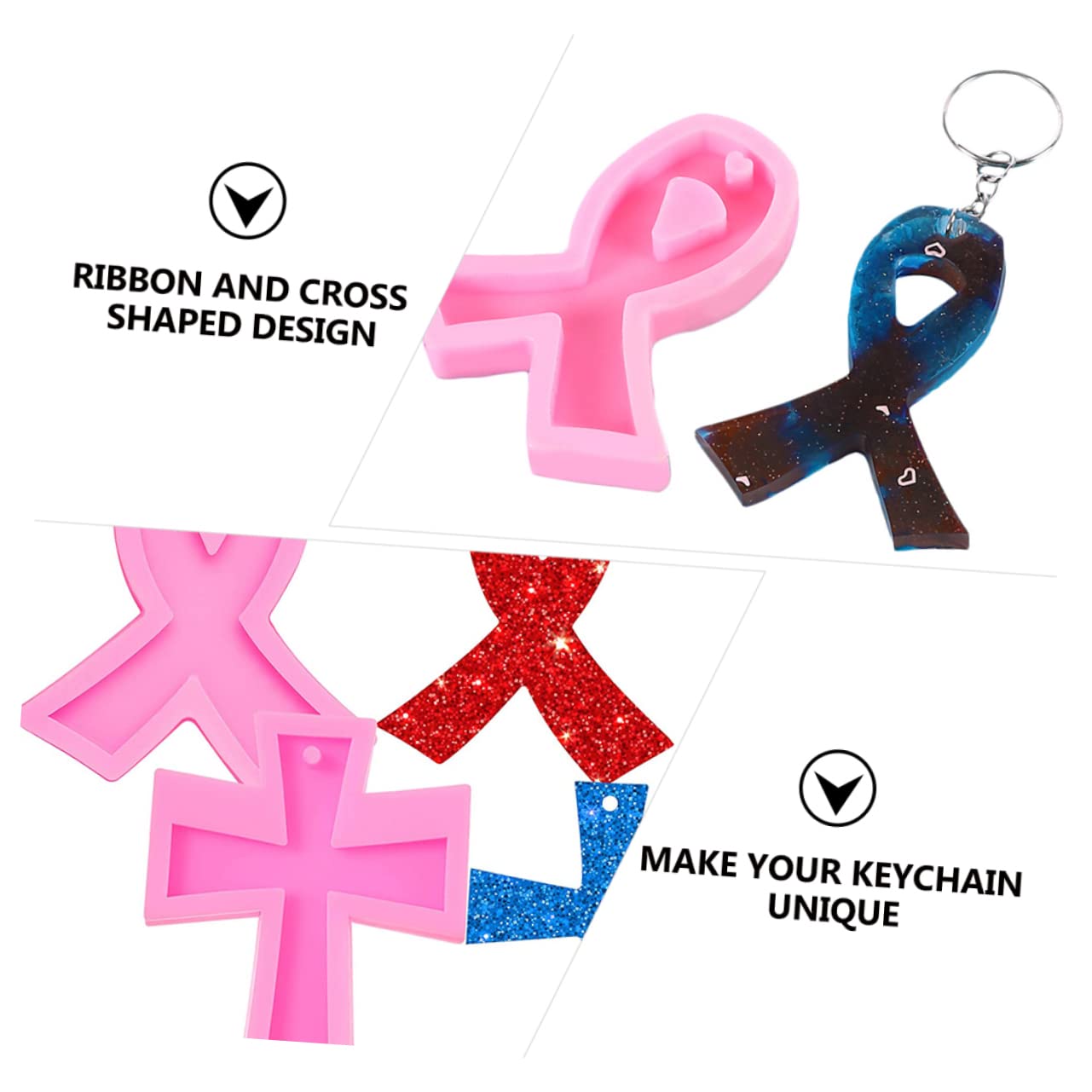 DOITOOL Stampo Silicone Croce Nastro Rosa 4 Pezzi